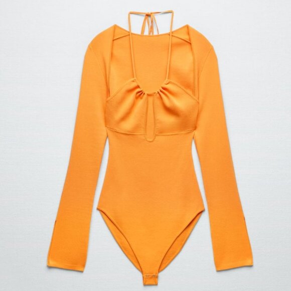 ZARA CUT OUT KNIT BODYSUIT Size Small - Picture 2 of 8